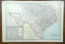 Vintage 1911 TEXAS Map 22
