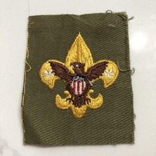 Vintage 1946-54 Tenderfoot Patch Badge Boy Scouts BSA Khaki Tall Crown w Line picture
