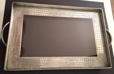 Rare Vtg R. Cipolla Pewter for Neiman Marcus Etain 95% Tray w/Glass, 16