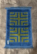 Vtg 70s Yves Saint Laurent Fieldcrest Hand Towel Set YSL Bl Gr Chevron Fringe  picture