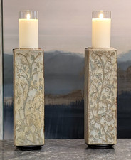 UNIQUE Set of 2 Ceramic Candle Wall Sconces with Metal Brackets picture
