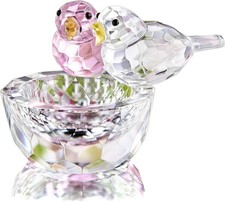 Crystal Bird Figurine Collectible Art Glass Double Birds Home Decor Paperweight picture