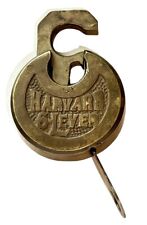 HARVARD Antique/Vintage 6-Lever Push Key Pancake Padlock Works Has Key picture