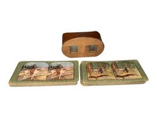 45 Antique 1890s T.W. Ingersoll Stereoview Cards And Wooden Viewer picture