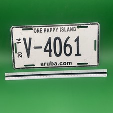 2014 Retired Aruba License Plate,in White V- 4061 picture