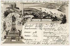 1899 Germany Gruss von Niederwald Monument - Pioneer PC - Rhine Rüdesheim Bingen picture