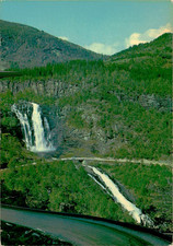 Skjervefoss Waterfall Voss Ulvik Granvin Road Norway Vintage Postcard Normann picture