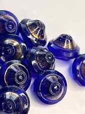 16 Matching button set small  Antique Blue glass Cobalt 3/8