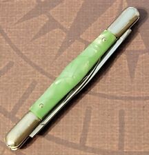 C S C Knife Japan Middle Swell Tuxedo Pen Green Emerald Handles Vintage picture