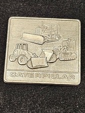 vtg caterpillar bulldozer metal fob plate picture