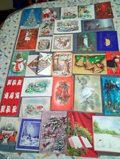 Vtg Lot 28+ Sweet Cute Mid Century Christmas Greeting Cards Santa Bells Elves #7 picture