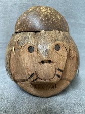 Hand Carved Coconut Monkey Bank 