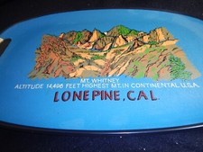 Vintage souvenir serving tray Mt Whitney Lone Pine CA 1950s 60s era RARE picture