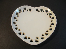 Small Vintage, White Porcelain Heart Shaped Trinket Dish, 4 inches picture