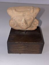 Small Pre-Columbian Mayan Souvenir Pottery Head, Mounted on Display Stand picture
