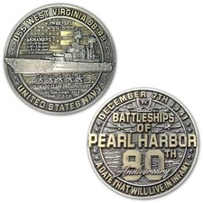 USS West Virginia BB-48 Battleships of Pearl Harbor Collectible Challenge Coin picture