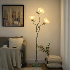 Vintage 3 Heads Flower Floor Lamp with Adjustable Gooseneck Corner Standing Tall picture