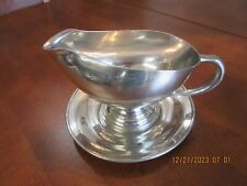 Vintage Queen Art Pewter Gravy Boat With Tray #572 Made In USA picture