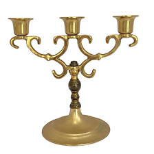 Vintage Solid Brass Three Arm Candelabra Candle Holder Made In Japan 8”x8” picture