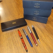 Lot Containing 3 New Parker Sets 1 Cross Set 4 Vintage Fountain Ball Point Pens  picture