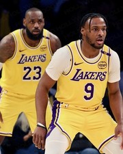 BRONNY JAMES (Rookie) AND LEBRON JAMES 8x10 PHOTO LAKERS #19 WM picture