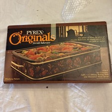 VTG Pyrex Original Fireside Bakeware 2326-F 2-Qt Oblong Baking Dish/Metal Server picture