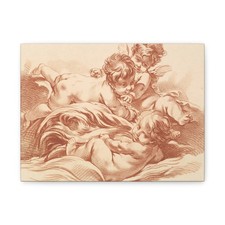 Gilles Demarteau - Three Children On Dolphin - 1755–76 - Canvas Wall Art picture