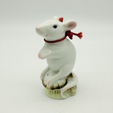 Vintage Nancy Lopez White Porcelain Mouse w/ Bell Figurine Made in Japan picture
