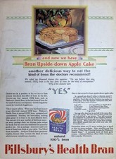Original 1927 Pillsbury's Health Bran Ad: Bran Upside-down Apple Cake Recipe picture