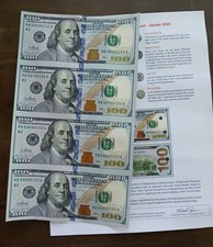 Trump Signature Uncut $100 Bill Sheet Series 2025 4 Notes with . COA picture