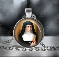 Saint Jane Frances de Chantal Catholic Necklace. Patron Religious Pendant picture