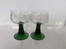 Luminarc France Beehive Rhein Romer Wine Glasses x 2 Vintage Retro Etched Glass picture