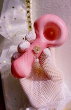 4” Pretty Cute Whimsical pink girly butterfly 🦋 glass pipe smoking bowl picture