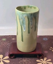 Desert Sage Ware HOSOJI POTTERY Vase Yellow Drip Glaze 6
