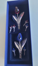 2 Swarovski Crystal Flower Red Blue Rose Tulip Flower with extra  petals in box picture