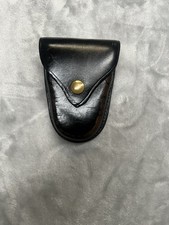 Vtg Frisbie Black Leather Handcuff Case Pouch Portland, OR Made In USA picture