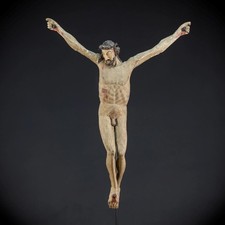RARE Corpus Christi Sculpture 18th C | Naked Jesus Christ Wood Statue | 20.1”_ picture
