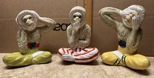 Vintage MCM Italian Three Wise Monkeys Ceramic Decorative Figurines 1960s RARE picture