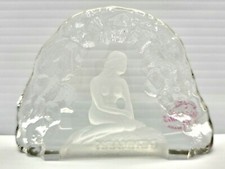 Crystalex Sweden Glass Paperweight Denmark Danish Nude Little Mermaid on Rock picture