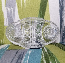 Crystal Dish Candy Dish Pickle Dish With Windmill Pattern Crystal Clear picture