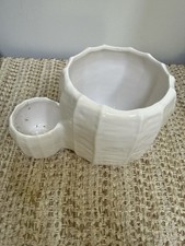 White Ceramic Planter Pot Double Chambered picture