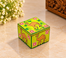 Vintage Handcrafted & Hand+Painted Wooden Trinklet Box picture