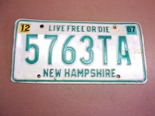 1987 NEW HAMPSHIRE SINGLE LICENSE PLATE Tag 5763TA Green & White Nice One LQQK picture