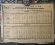 Vintage 1936 Norddeutscher Lloyd Bremen Framed Sailing Schedule Ostasien Express picture