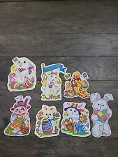 Lot Of 7 Vintage Easter Window Clings Bunnies Chicks picture