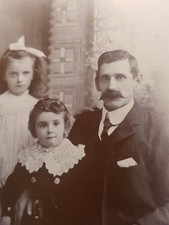 Antique 1890s Victorian Cabinet Card Photo Family with Dog H.J. Steer Devon Engl picture