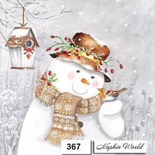 (367) TWO Individual Paper Luncheon Decoupage Napkin - SNOWMAN WINTER CHRISTMAS picture