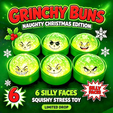 New 12 Pack Grinch Glow In The Dark Squishy Dumpling Christmas Toys Sensory Fun picture