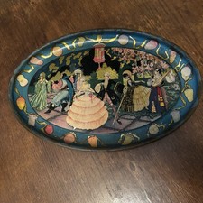 Antique 1919 Victorian Litho Tin Tray w/gold Backing - Royal Ballroom Scene picture
