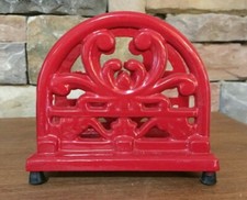 Cast Iron~Red~Enameled~Rounded~Napkin Holder  picture